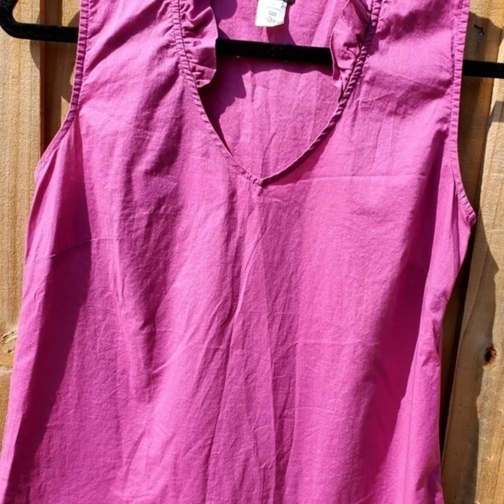 J. Crew Cotton Sleeveless Ruffle Neckline‎ Blouse Top Size 2